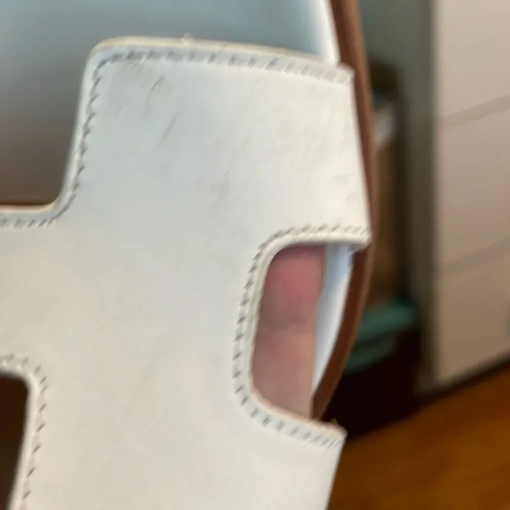 Steve Madden Hayden Sandals White Leather Flats 8.5 - Picture 8 of 9